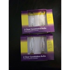 Lot Of (2)  2 Pk Clear Candelabra Replacement Bulbs Candelabra Base